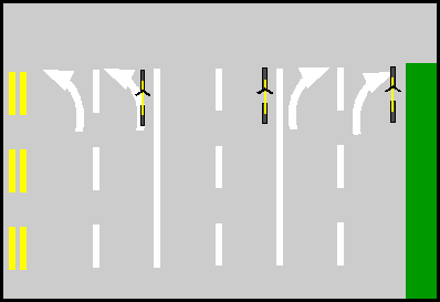 Cyclist position in intersections with no shared through and turn lanes