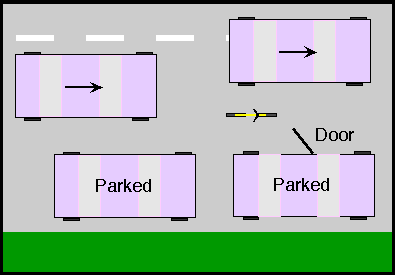 Bicyclist avoiding car doors safely